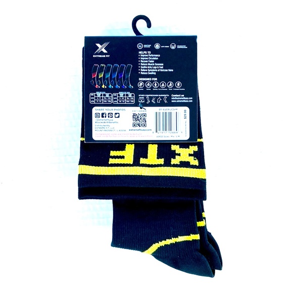 Black and Yellow Compression Socks Extreme Fit S/M - Picture 3 of 3